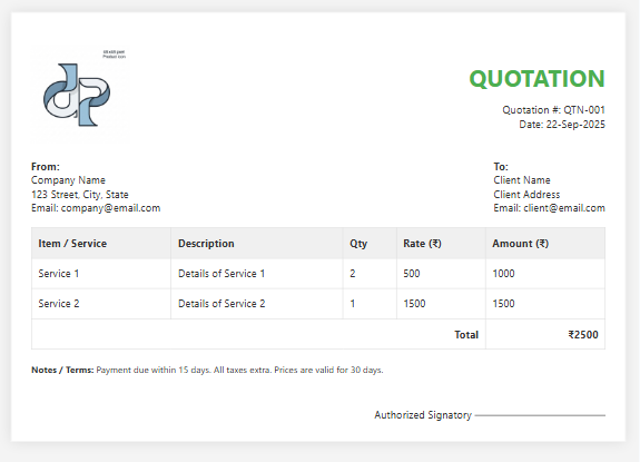 Advanced Quotation / Proposal Template – Professional &amp; Printable