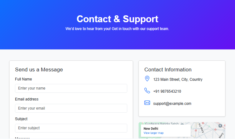 Contact / Support Page Template (Bootstrap 5)